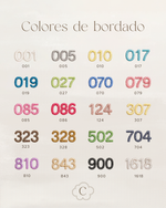 Colores de hilo disponibles para el bordado personalizado Clouby