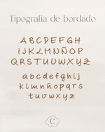 Tipografía de bordado personalizado Clouby: abecedario en mayúsculas y minúsculas