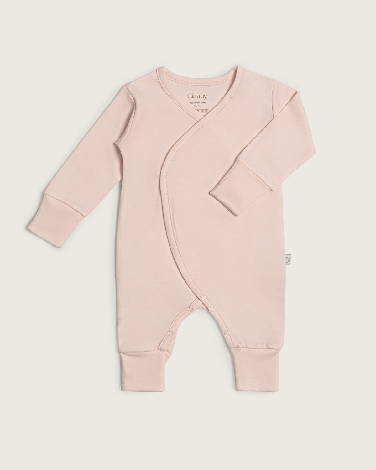 Pelele kimono de bebé con manos y pies convertibles · Rosa · Pima orgánico GOTS