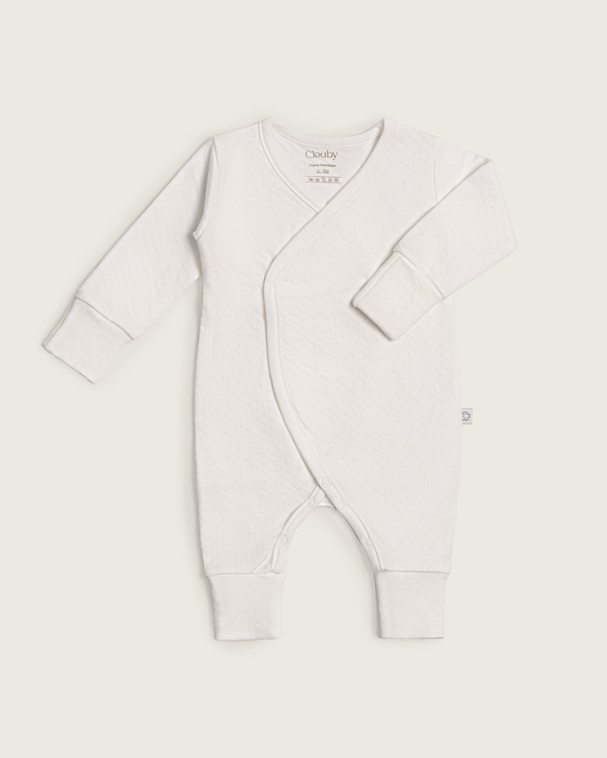 Pelele kimono de bebé con manos y pies convertibles · Blanco · Pima orgánico GOTS