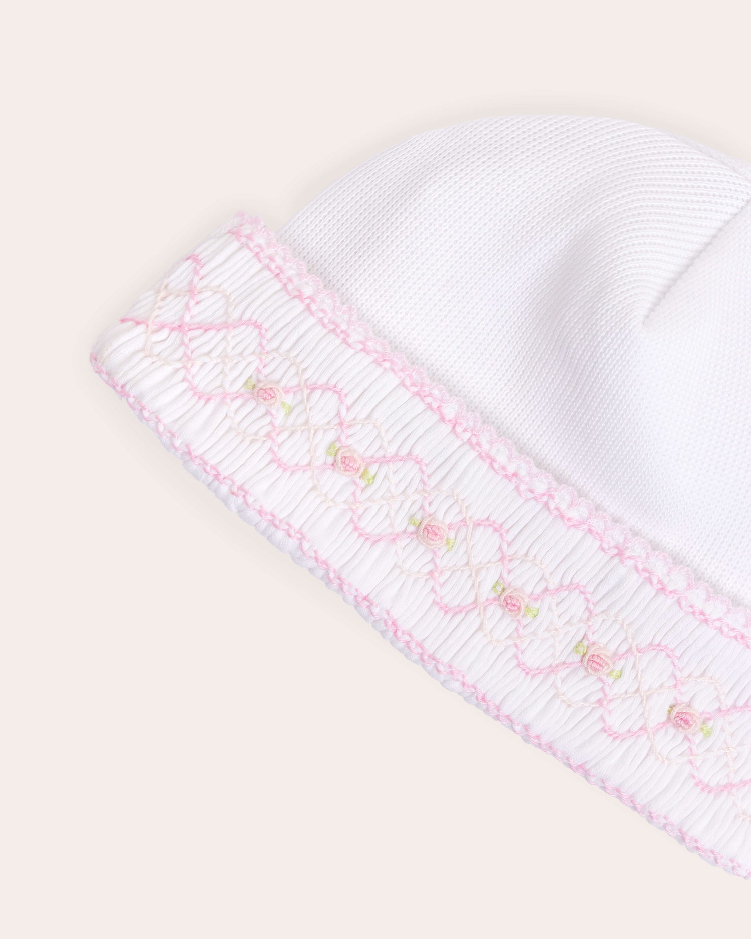 Gorro de algodón Pima para bebé | Nido de abeja bordado a mano