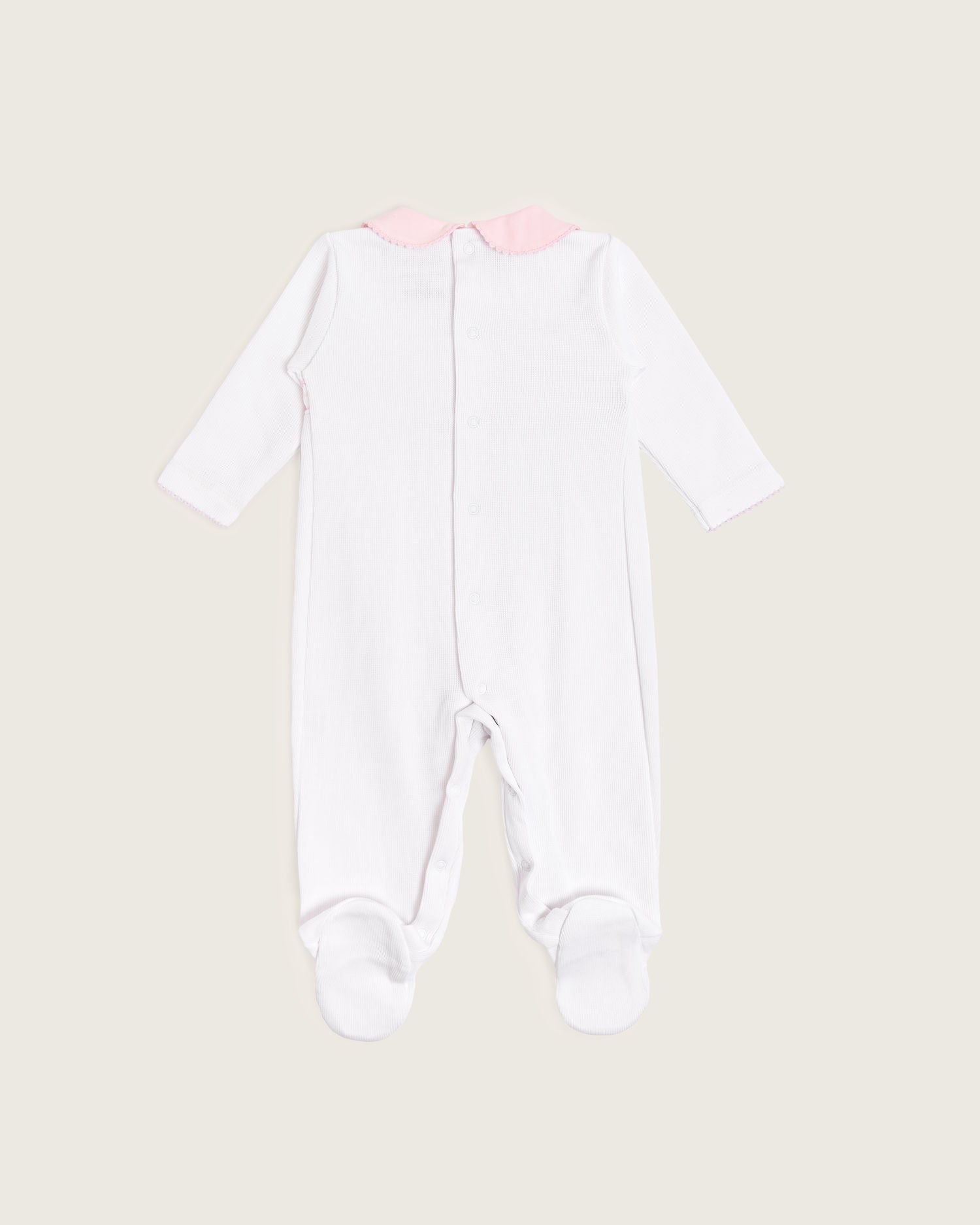 Set pelele y gorro de bebé bordado a mano · Blanco · Algodón Pima