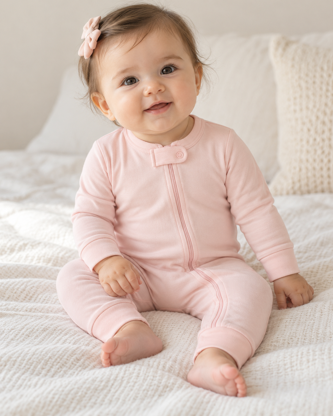 Pelele de bebé doble cremallera · Rosa · Pima orgánico GOTS