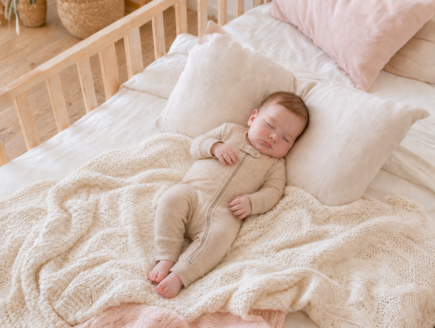 Baby Romper with Double Zipper · Caramel · GOTS Organic Pima