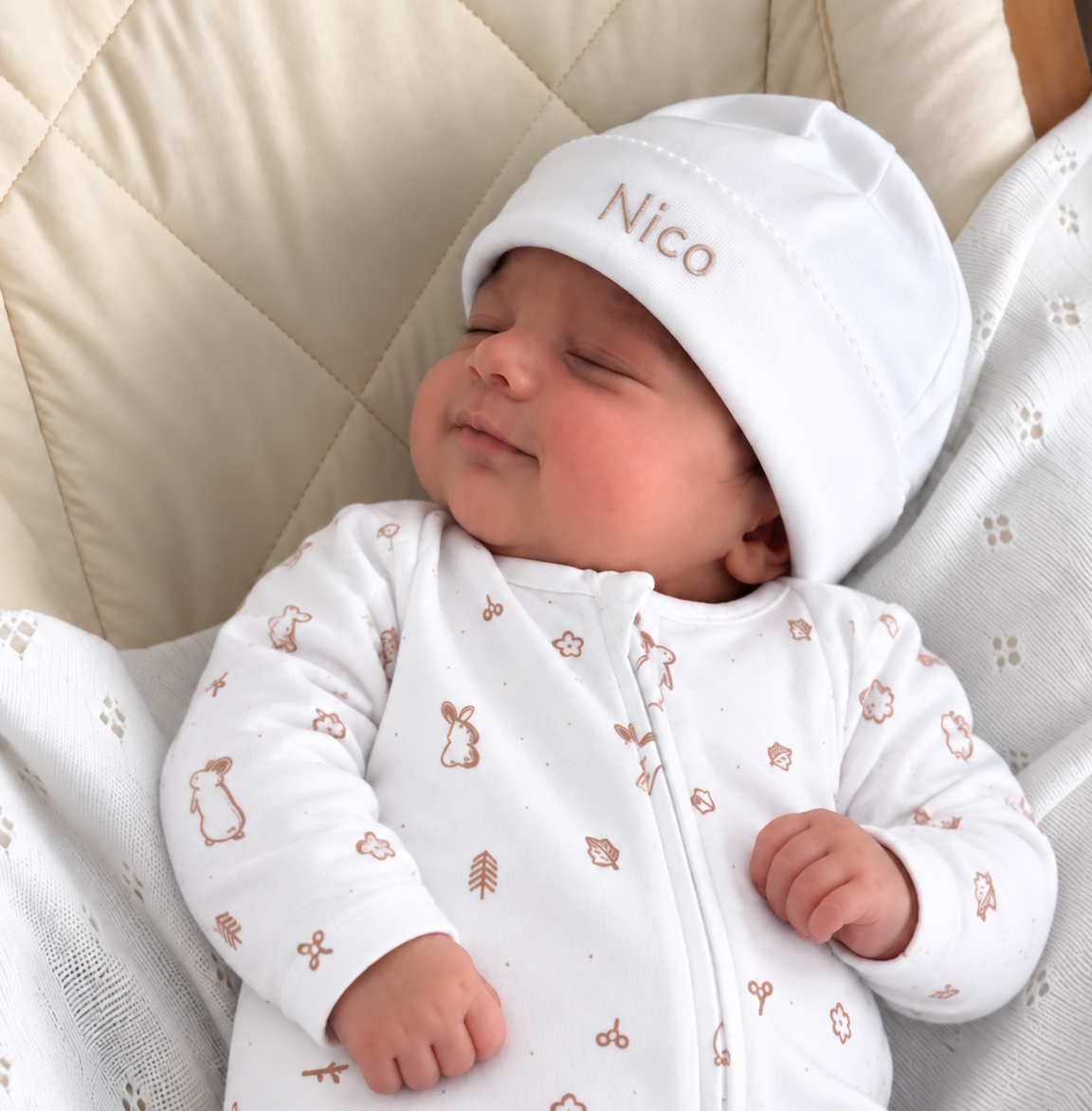 Gorro de bebé · Blanco · Algodón Pima
