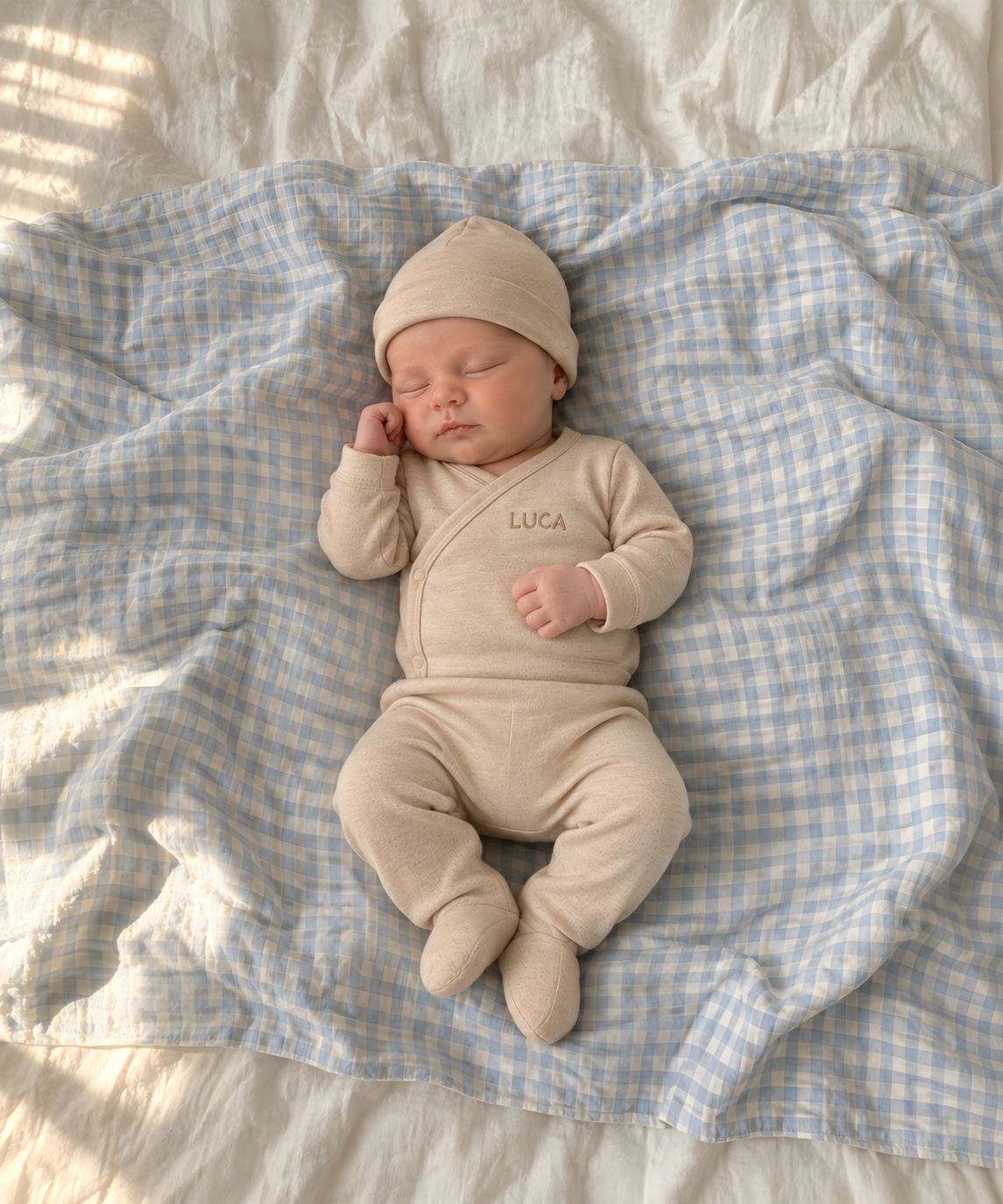 Body kimono de bebé manga larga · Caramelo · Pima orgánico GOTS