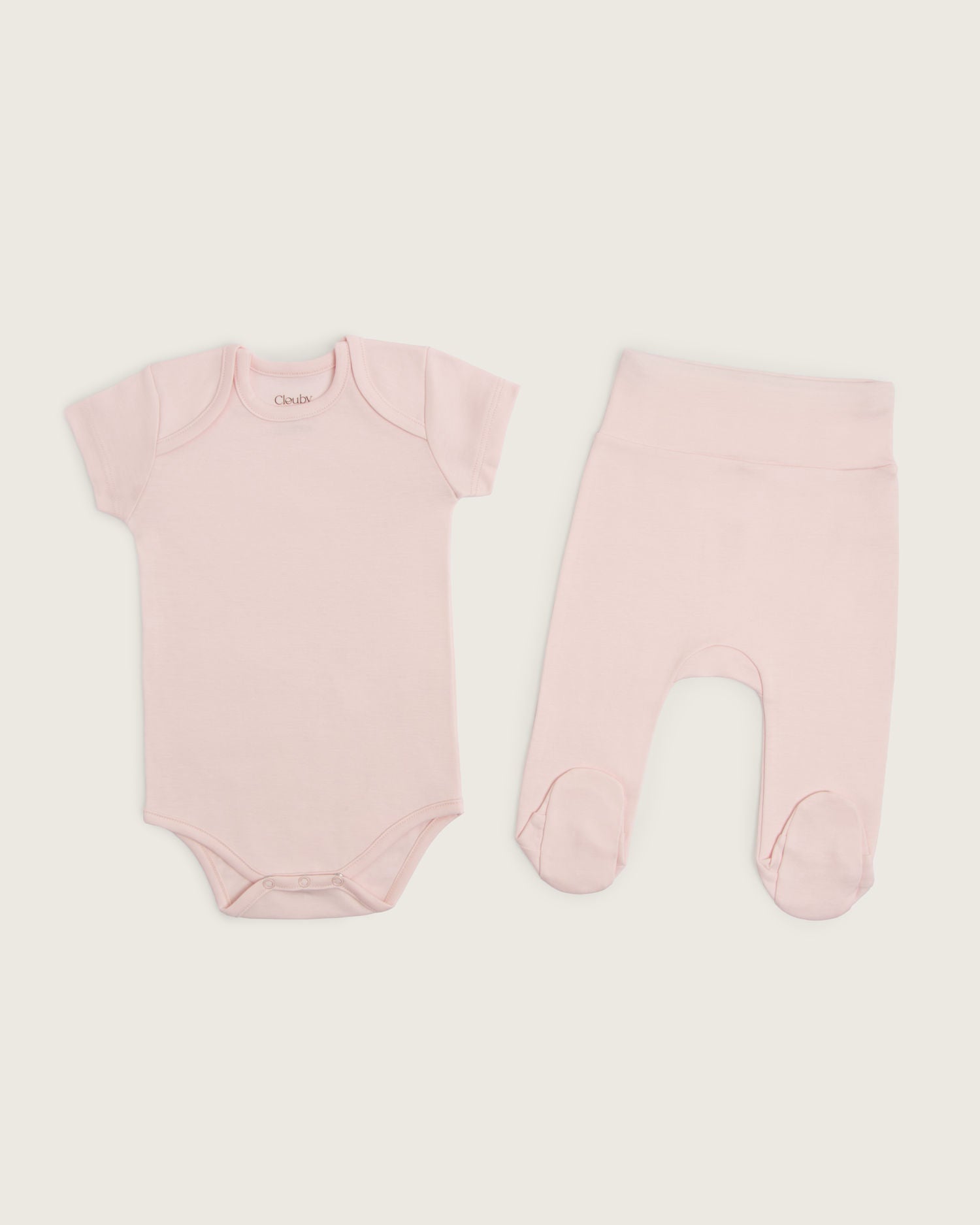 Set body manga corta y pantalón con pie de bebé · Rosa · Pima orgánico GOTS