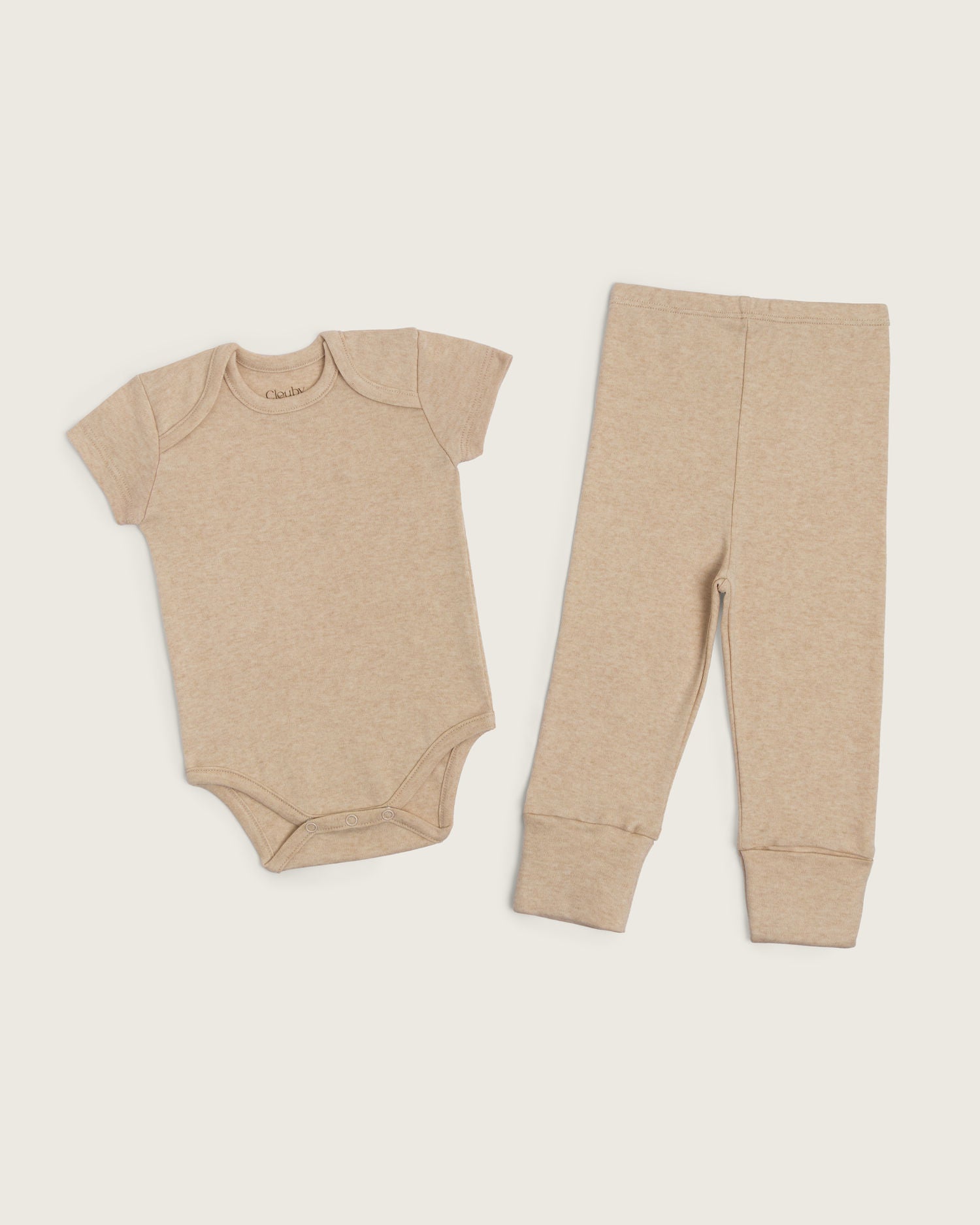 Set body manga corta y pantalón convertible de bebé · Caramelo · Pima orgánico GOTS