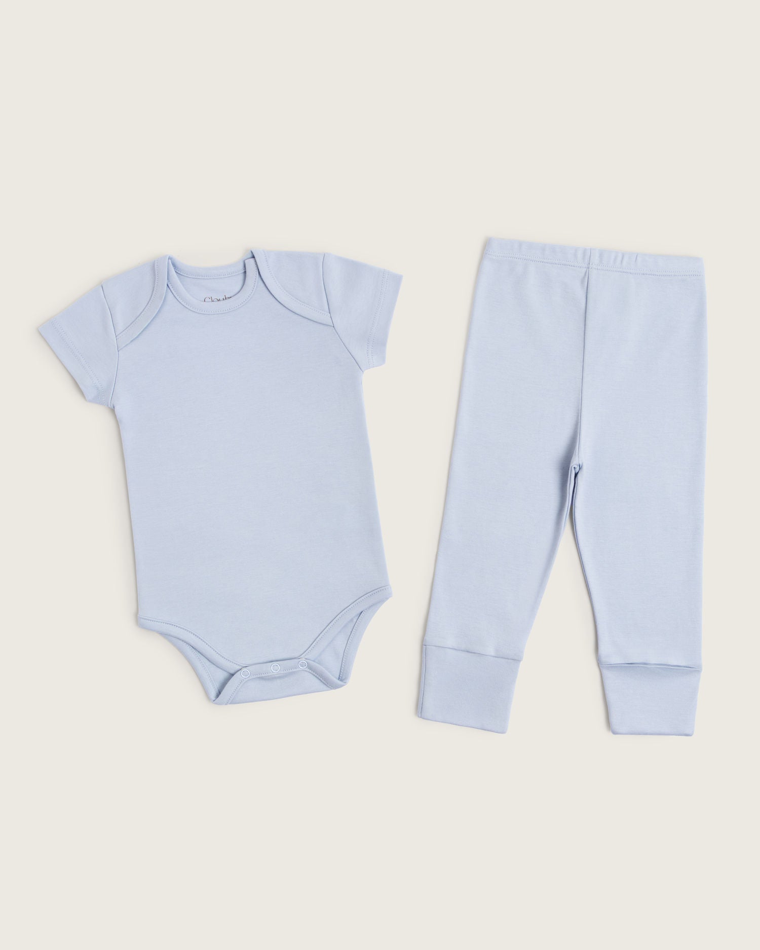Set body manga corta y pantalón convertible de bebé · Celeste · Pima orgánico GOTS