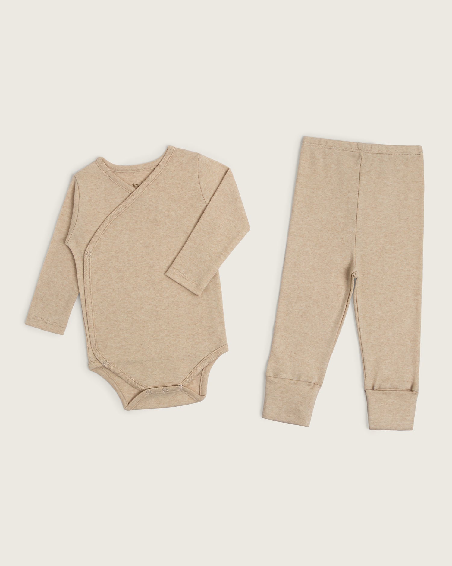 Set body kimono manga larga y pantalón convertible de bebé · Caramelo · Pima orgánico GOTS