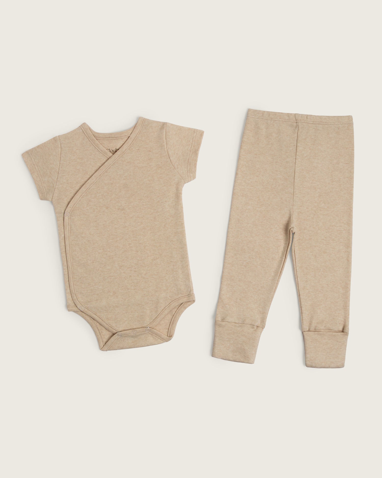 Set body kimono manga corta y pantalón convertible de bebé · Caramelo · Pima orgánico GOTS