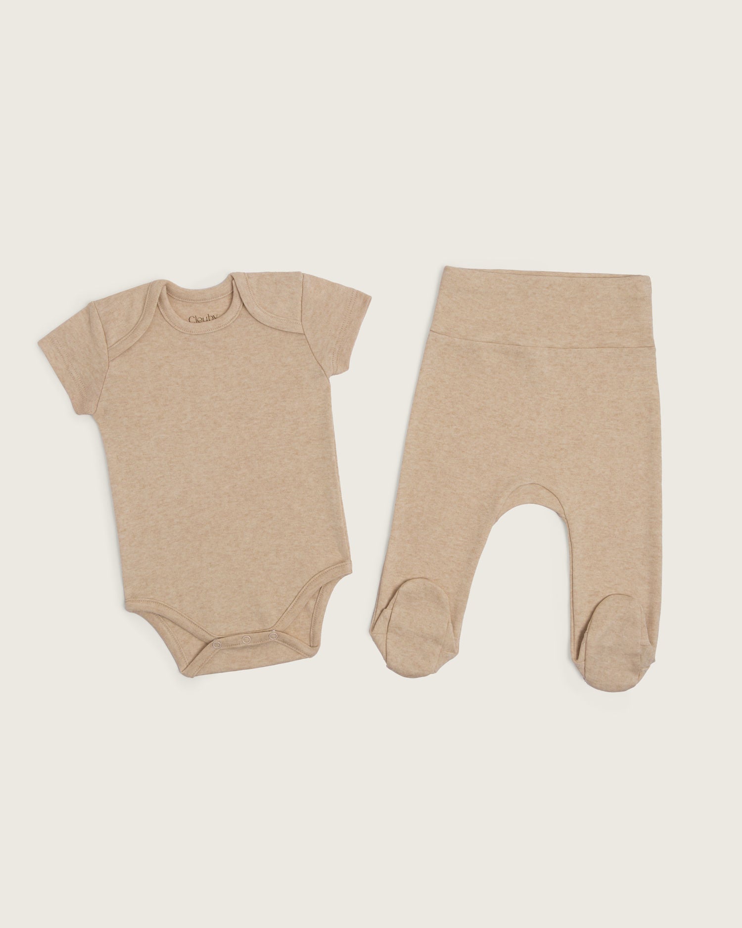 Set body manga corta y pantalón con pie de bebé · Caramelo · Pima orgánico GOTS