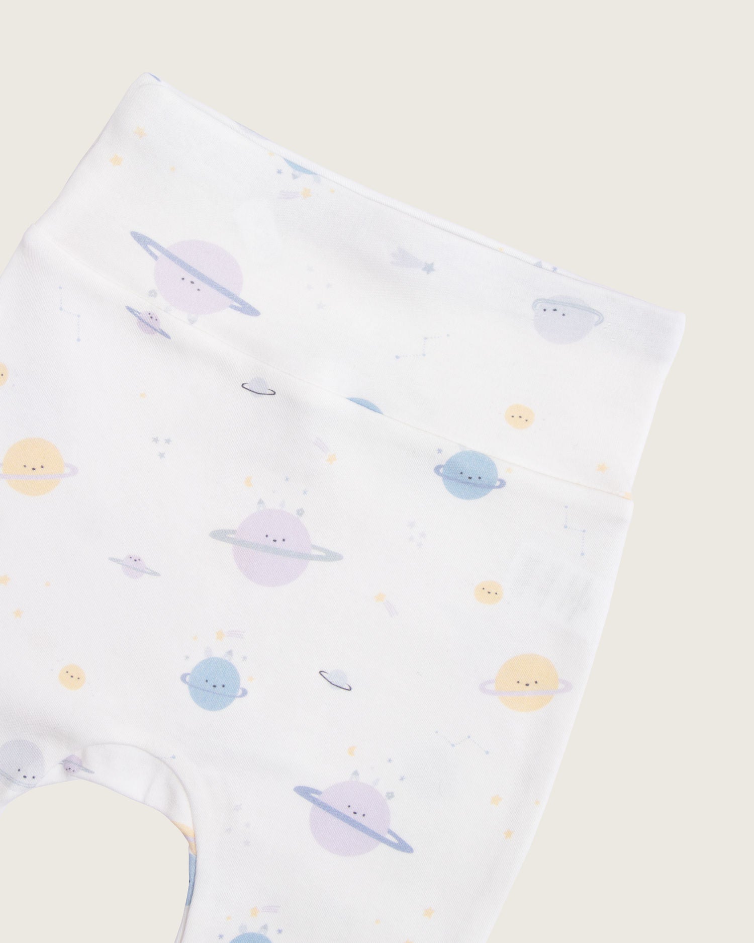 Pantalón de bebé con pies · Estampado Planetas · Pima orgánico GOTS