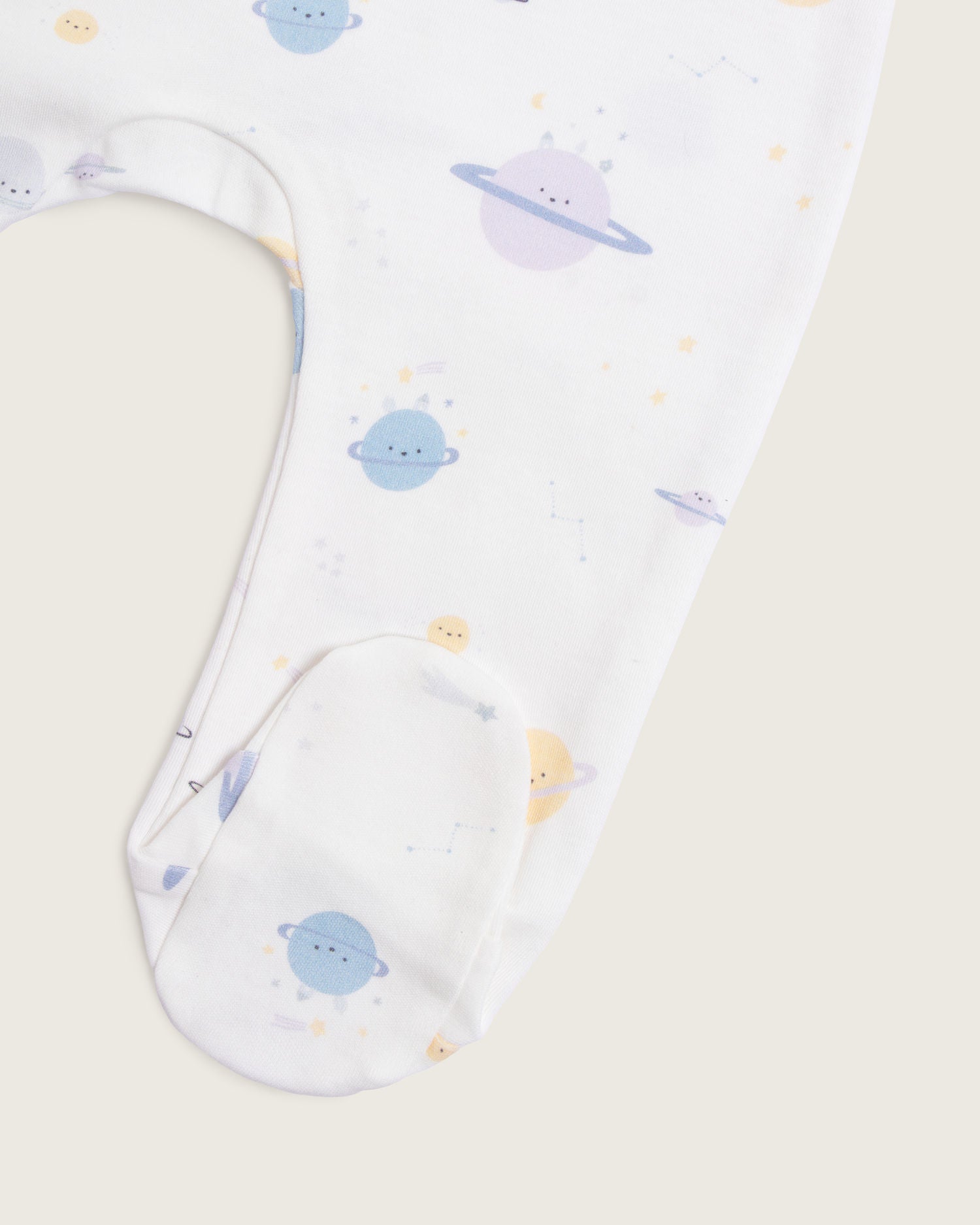 Pantalón de bebé con pies · Estampado Planetas · Pima orgánico GOTS