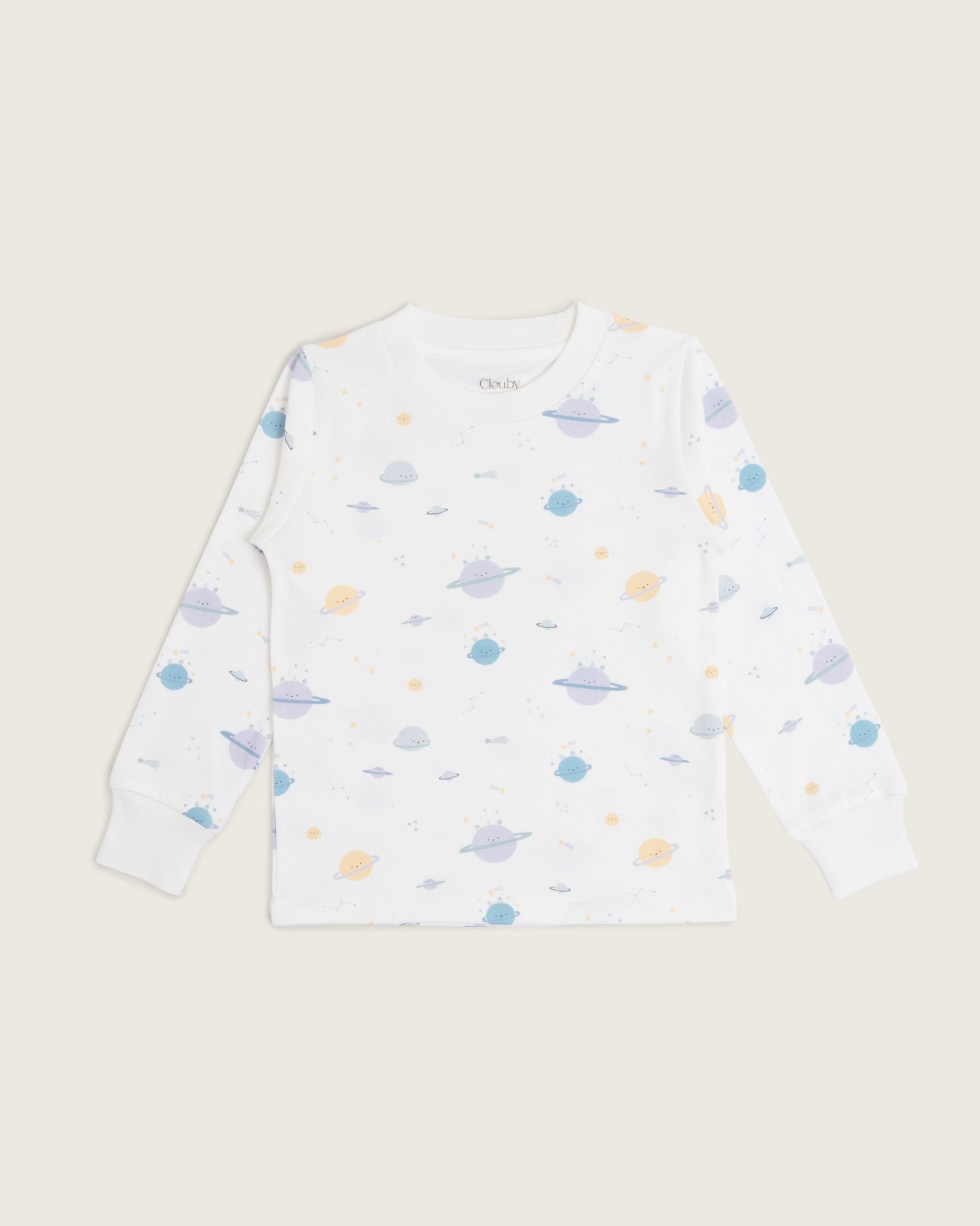Pijama de invierno infantil · Estampado Planetas · Algodón Pima