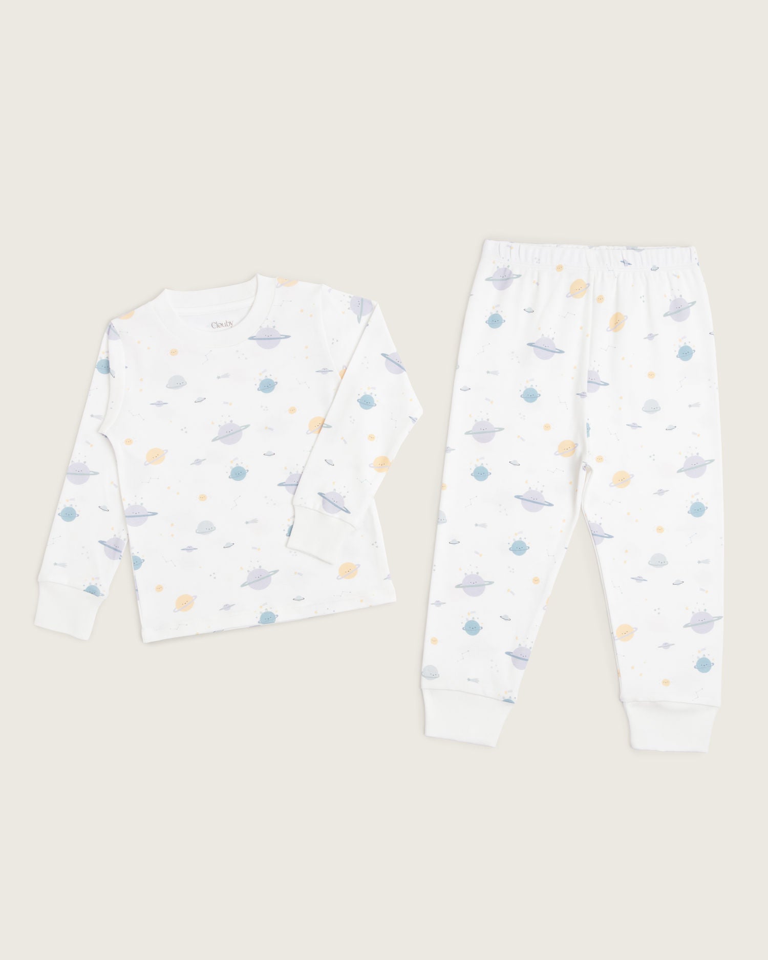 Pijama de invierno infantil · Estampado Planetas · Algodón Pima