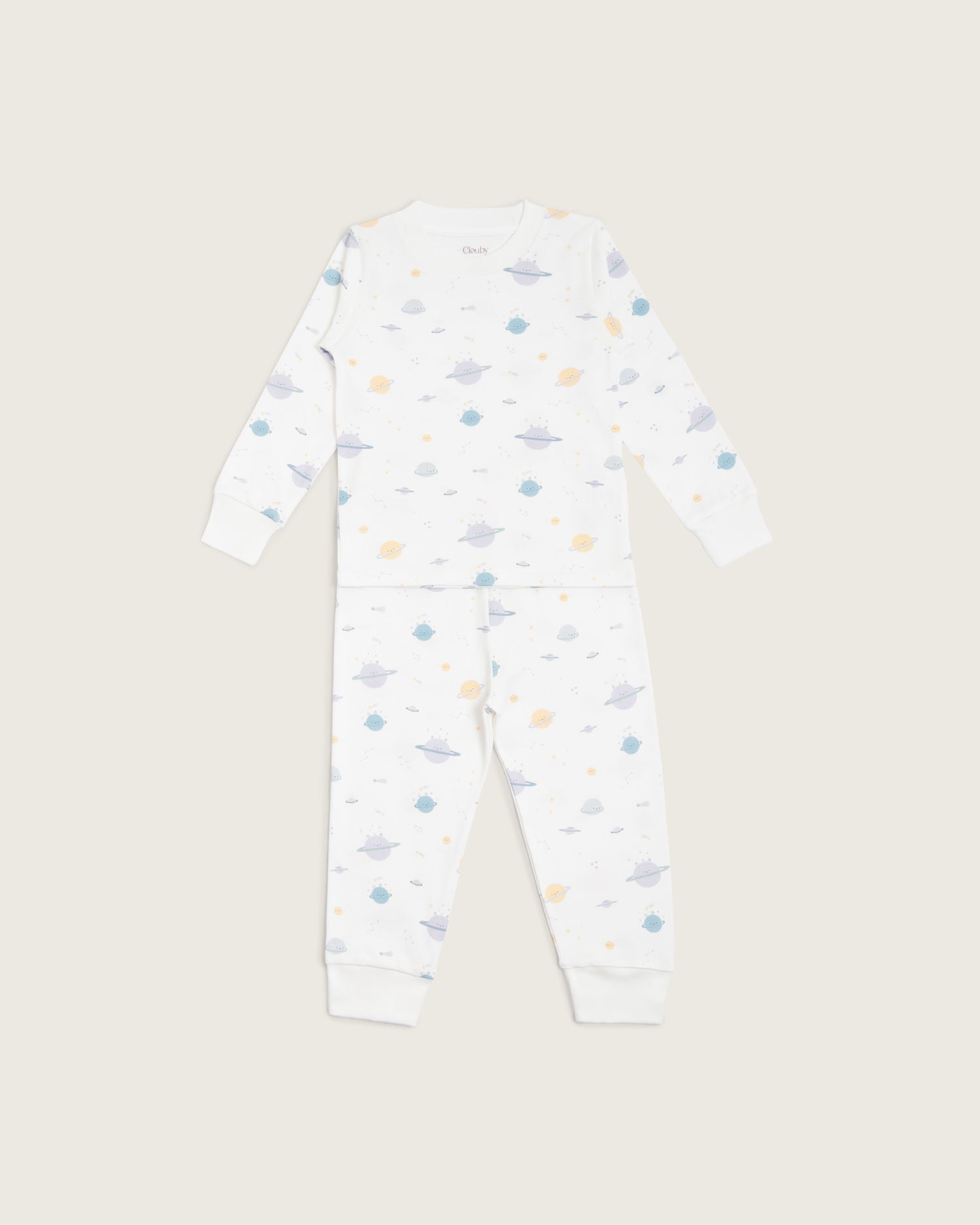 Pijama de invierno infantil · Estampado Planetas · Algodón Pima