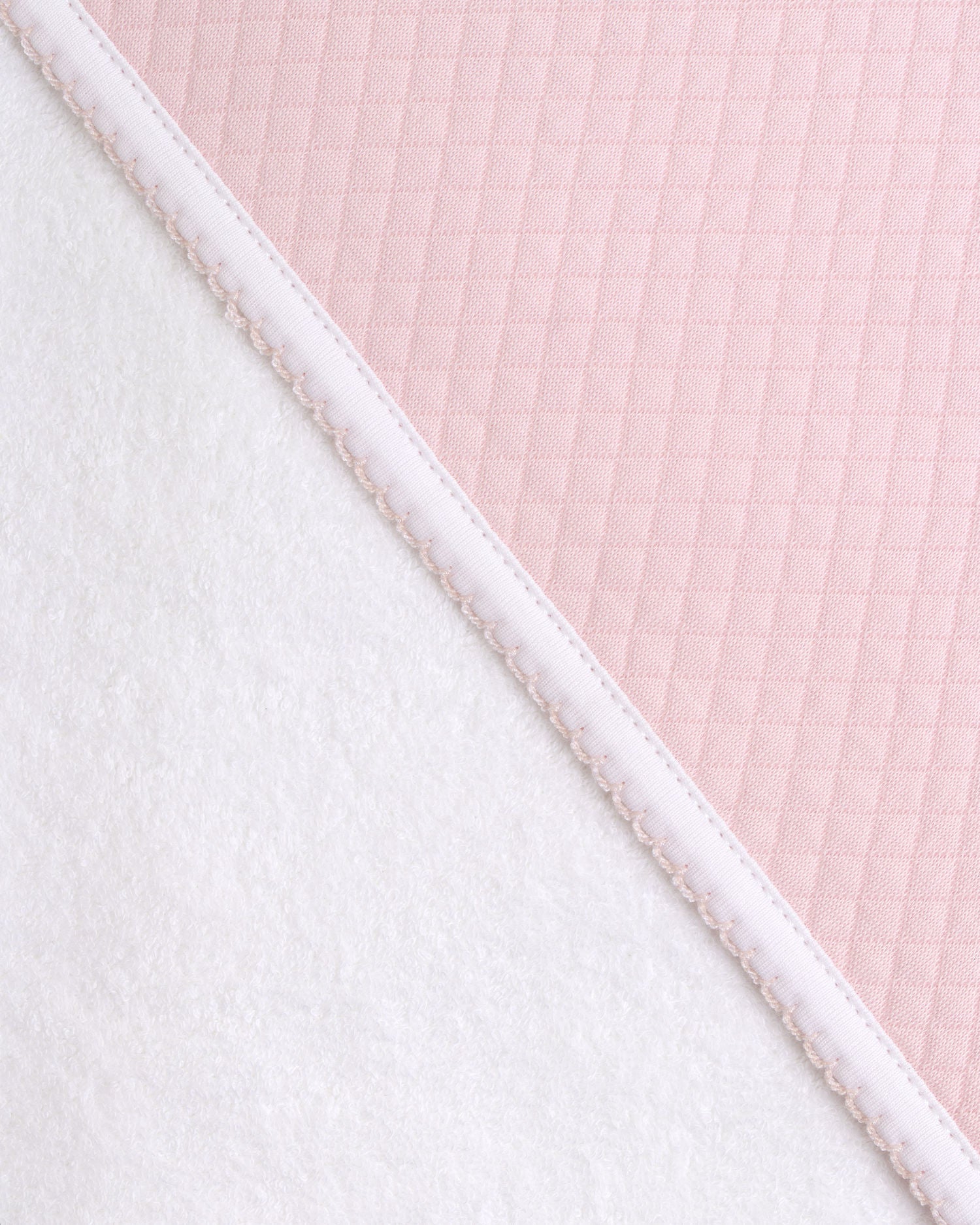 Toalla con capucha de bebé · Blanco y Rosa · Algodón Pima