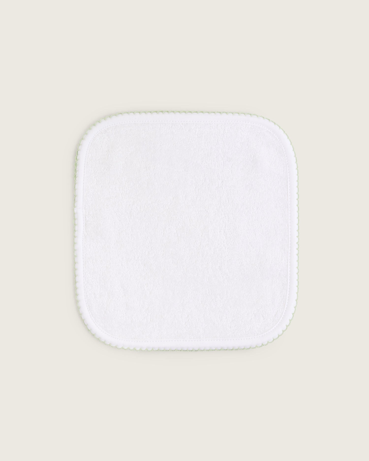 Toalla con capucha de bebé · Blanco y pistacho · Algodón Pima